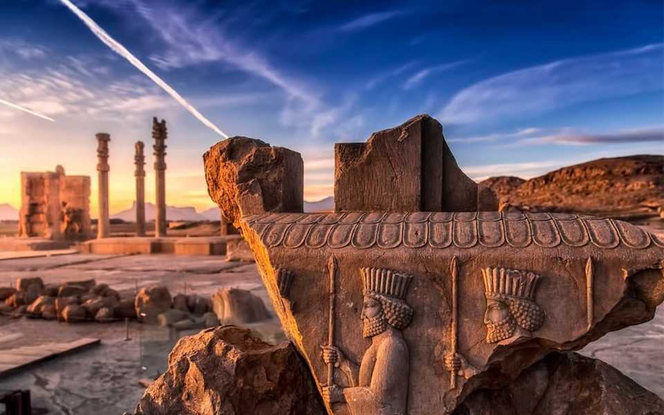 A picture of some ancient monuments in Iran. Concept of Farsi translations.