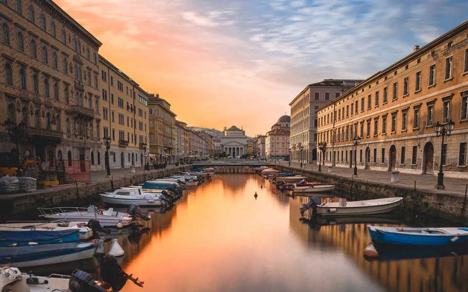 Palazzo Gopcevich is a museum near the Canal Grande in Trieste. Concept of the Italian beautiful language.