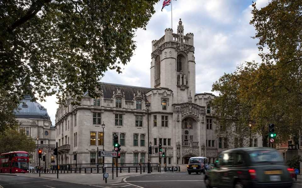 The building of the Supreme Court of the United Kingdom, in London. Concept of legal translations.