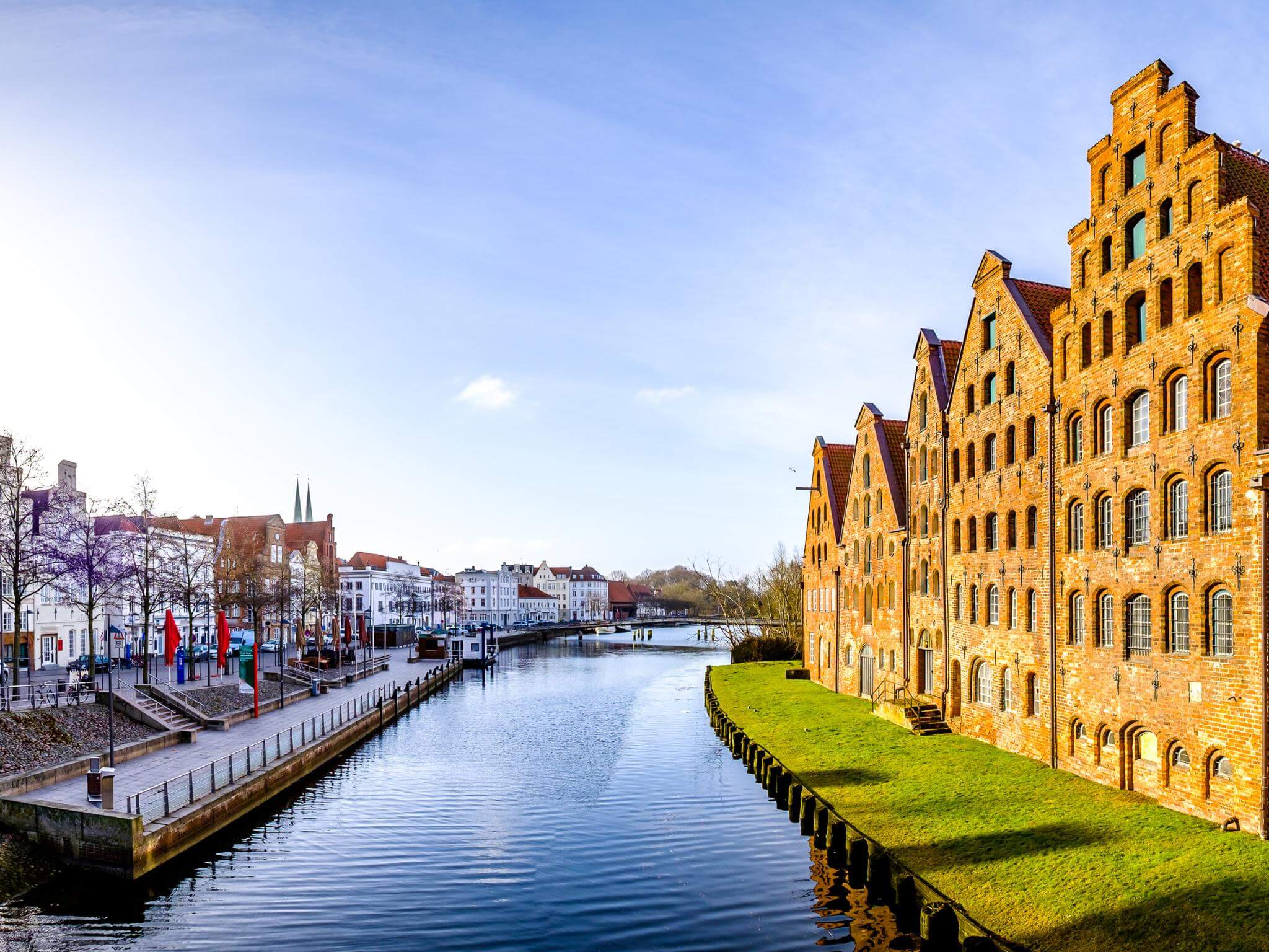 A view of old town of lubeck in Germany. Concept of history of German language and speaking German.