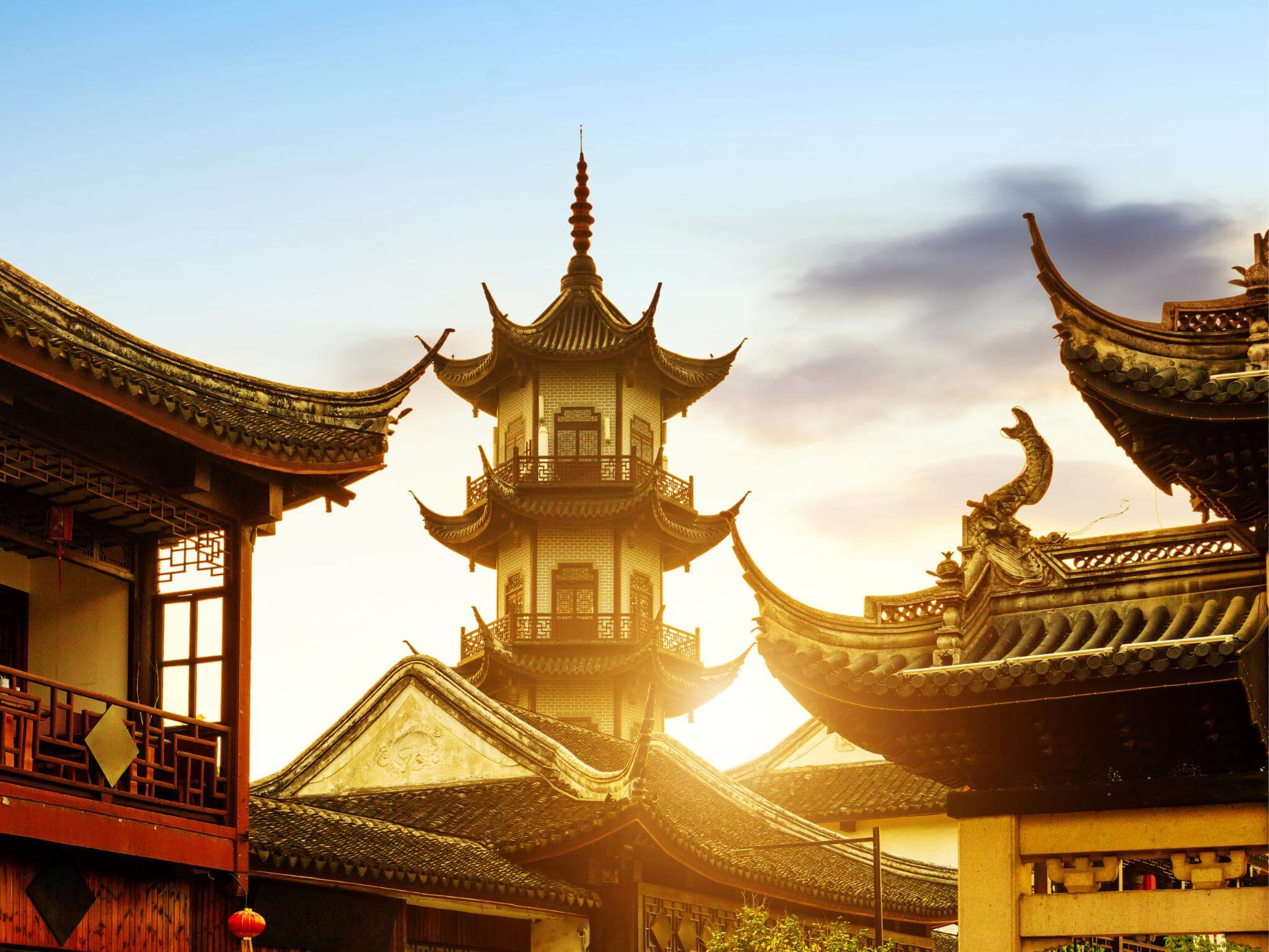 A view of the Great Wall of China. Concept of Mandarin and Chinese languages.