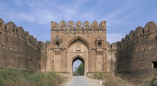 Sohail gate at ancient Rohtas fort in Punjab, Pakistan. Concept of Punjabi translation services.