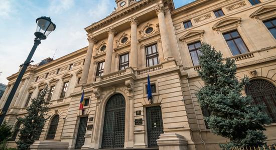 Palace of the National Bank of Romania, an Eclectic structure in Bucharest.