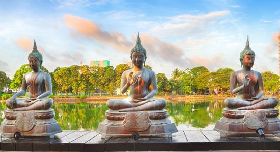 Seema Malaka temple on Beira Lake in Colombo. Concept of Sinhala translation services.