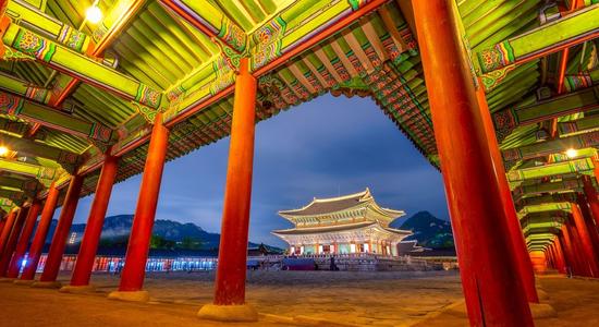 Gyeongbokgung Palace, a colourful cultural landmark in Seoul, South Korea. 