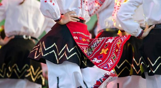 Bulgarian women in traditional dresses. Concept of Bulgarian translators.