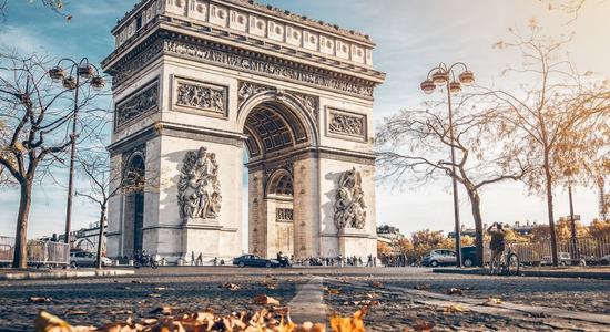 Arc de Triomphe, a monument in Champs-Élysées, Paris. 