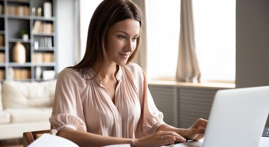 Finnish woman working in office. Concept of Finnish translators.