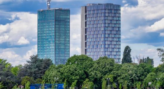 Usce towers and Sava river in Belgrade.