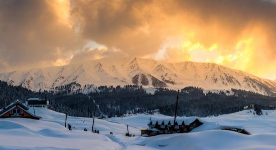 View of Gulmarg in Kashmir, India. 