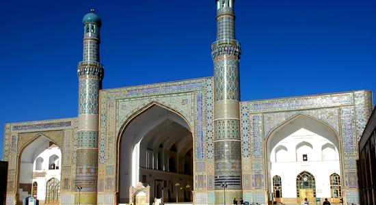 The Great Mosque of Herat, Afghanistan. Concept of certified Dari translation.