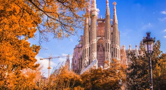 La Sagrada Familia Basilica, an unfinished 19th century cathedral in Barcelona. 