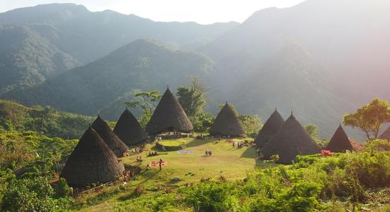 View of Wae Rebo Village in Flores Indonesia.